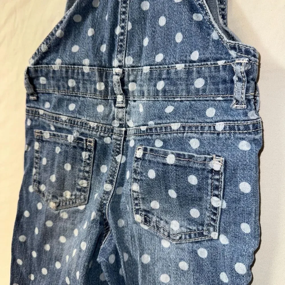 OshKosh Overalls Twin Set of 2 Girls 5 Denim Polka Dot Matching Cute Jeans